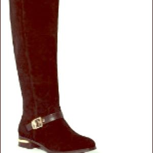 Knee high black suede boots